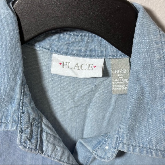Children’s Place Girls‎ Button Down Denim Shirt Long Size Size 10/12 - Picture 3 of 7